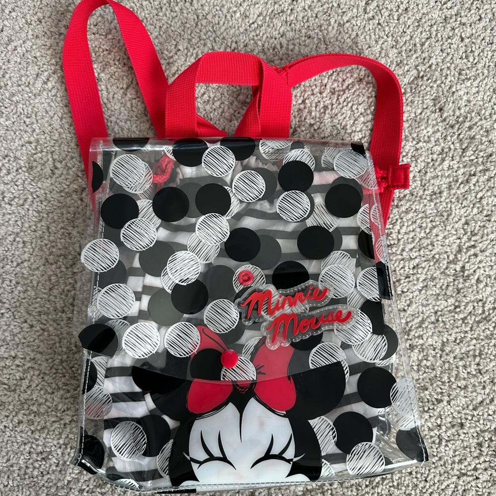 Minnie Mouse Clear Backpack - Black and Red